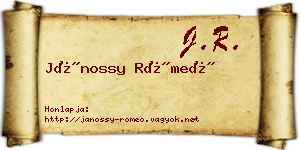 Jánossy Rómeó névjegykártya